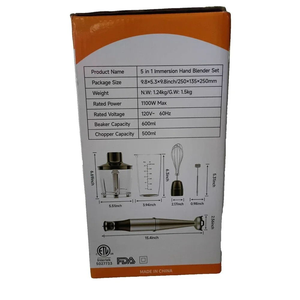 5 in 1 Immersion Hand Blender 1100W HB-8805